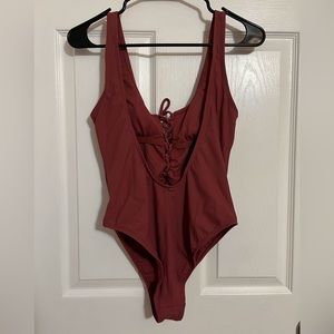 Maroon one piece bathing suit